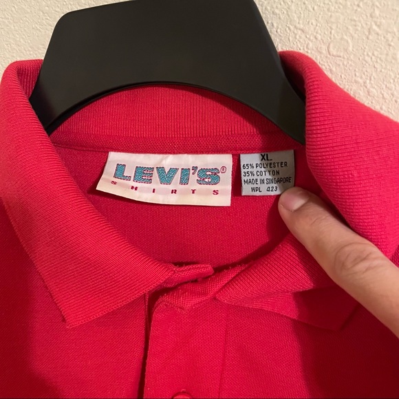 *SOLD* Vtg red LEVI’S deadstock droptail sleeve embroidered polo Sz XL - Picture 4 of 7